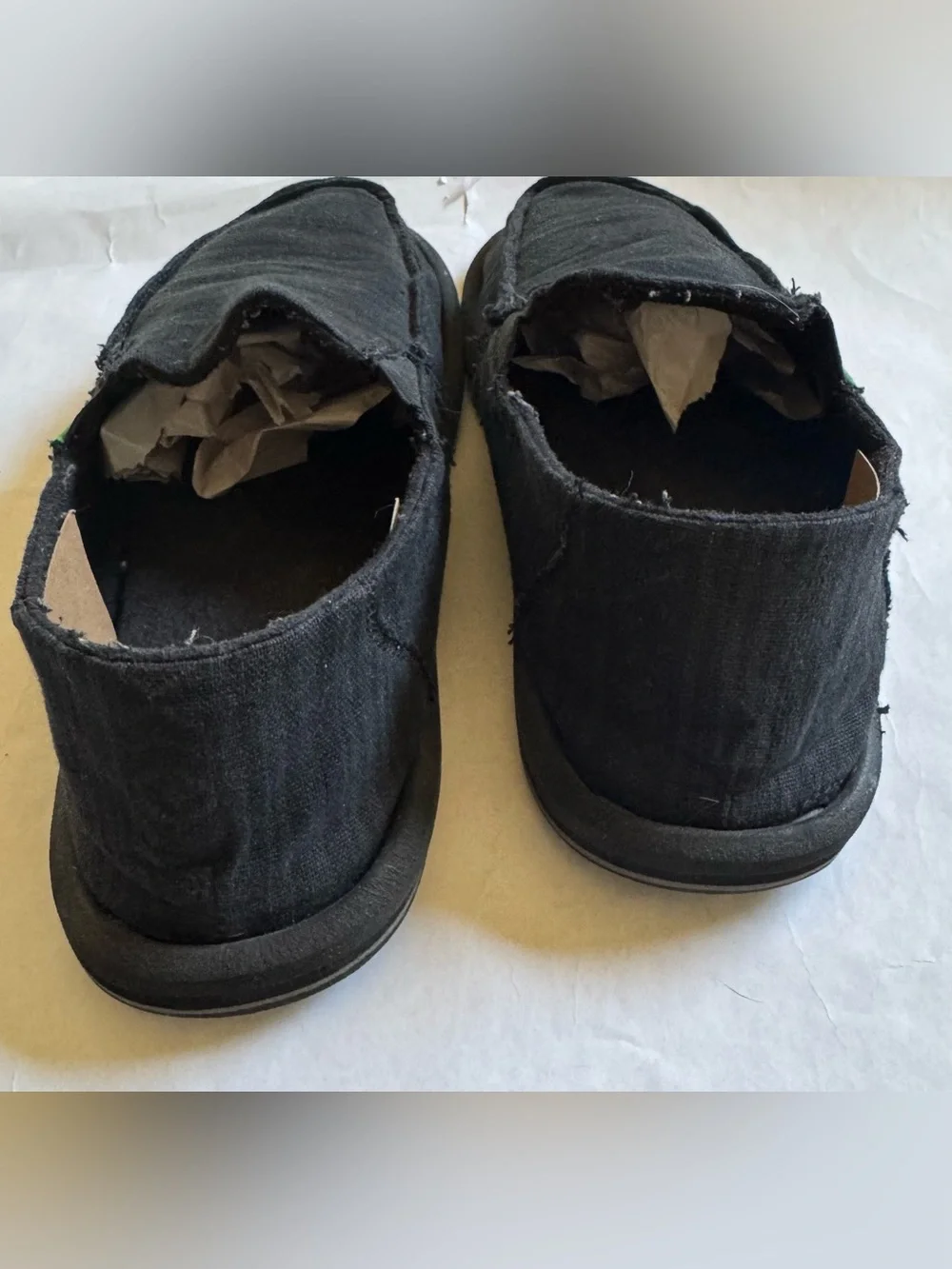 Sanuk Men's Casual Slip-On Loafers in Black with pattern